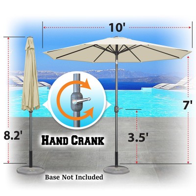 Sunrise 10' Outdoor Patio Umbrella 8 Ribs Market Parasol Sunshade with Tilt and Crank (Tan)   568429197